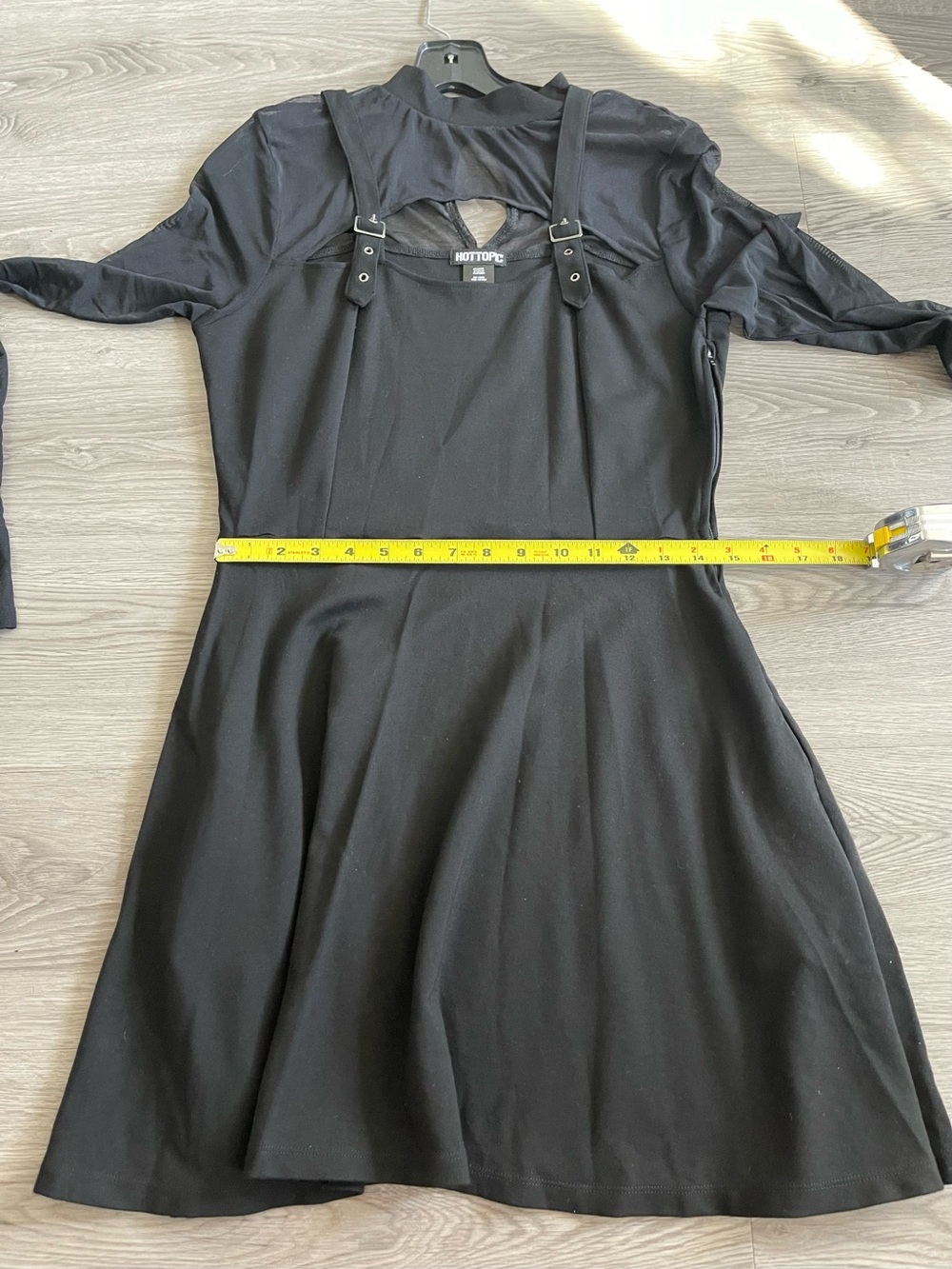 Hot Topic Black mesh and buckle Long Sleeve Cutout A-Line Dress - Picture 8 of 8